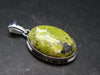 Unique Lizardite Serpentine Silver Plated Pendant from Norway - 1.4" - 5.69 Grams