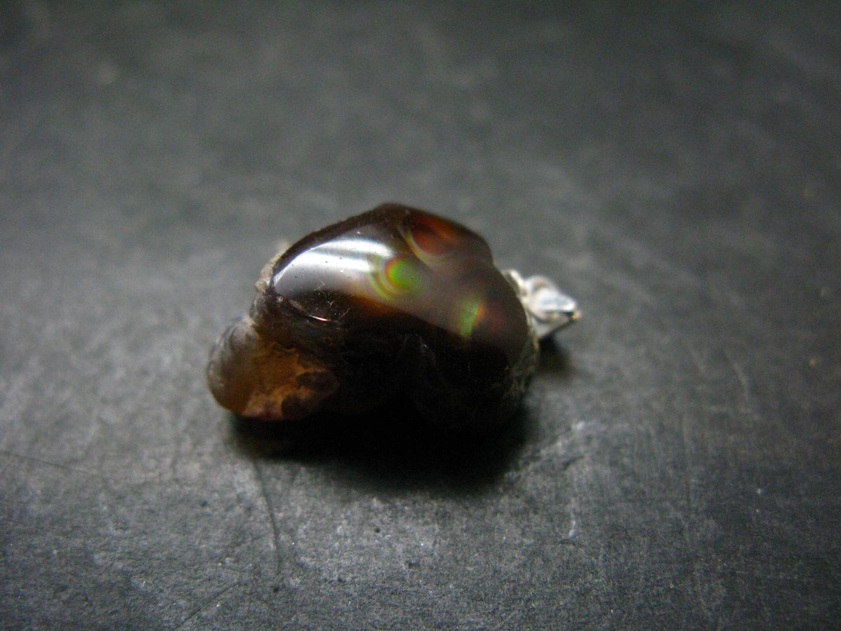 Fire Agate Silver Pendant From Mexico - 1.0" - 3.0 Grams