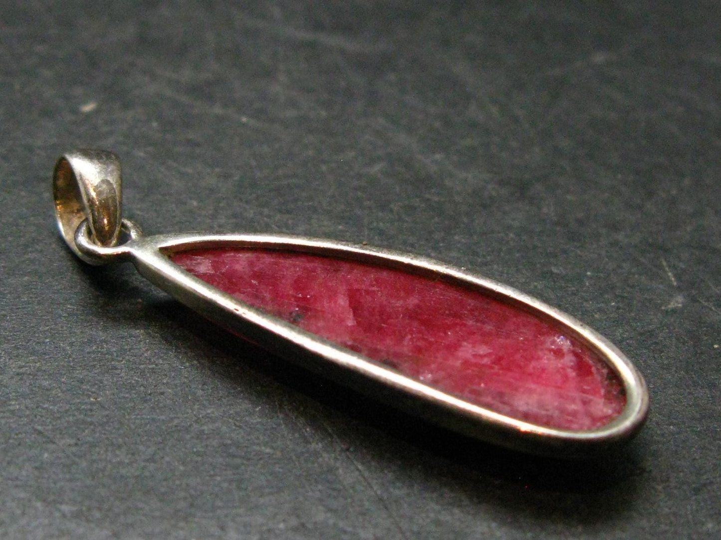 Vivid Juice Carmine Red Gem Rhodonite Silver Pendant From Brazil - 1.7" - 4.44 Grams