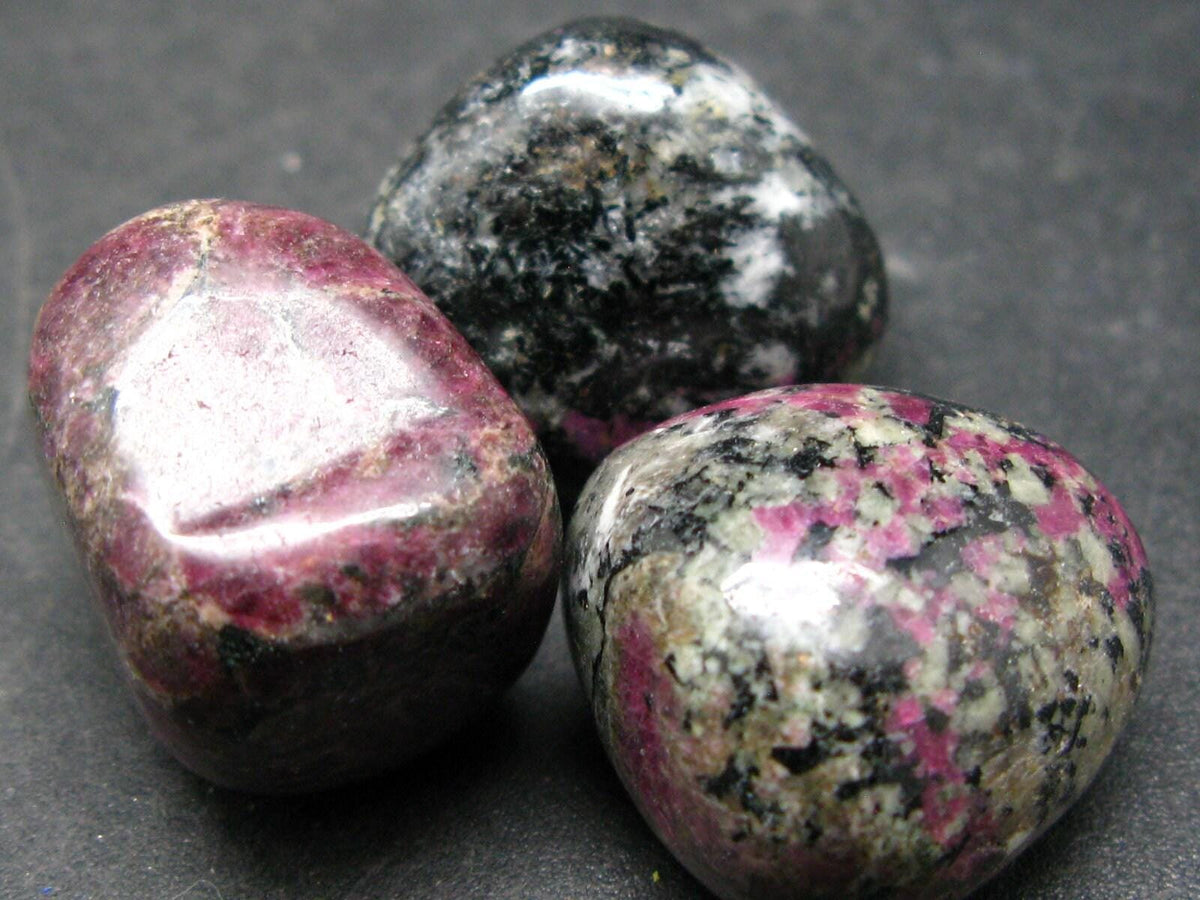 Nice Lot of 3 Red Eudialyte And Aegirine From Russia - 35.9 Grams