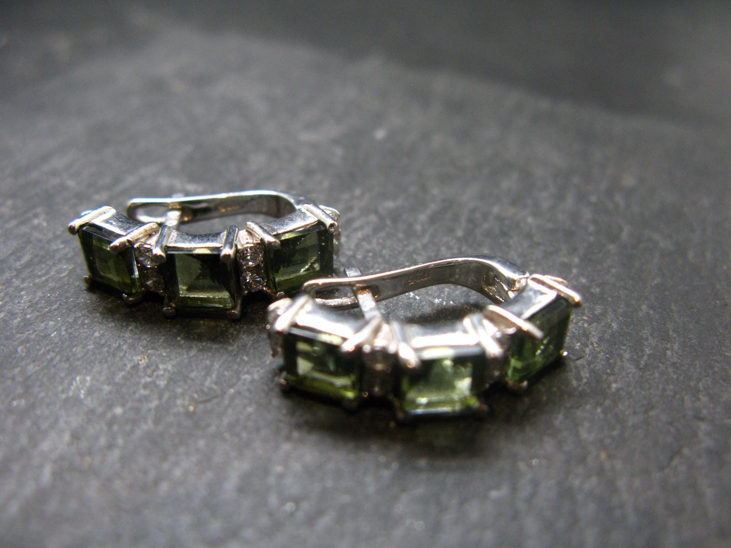 Moldavite Tektite Silver Earrings from Czech Republic - 4.86 Grams