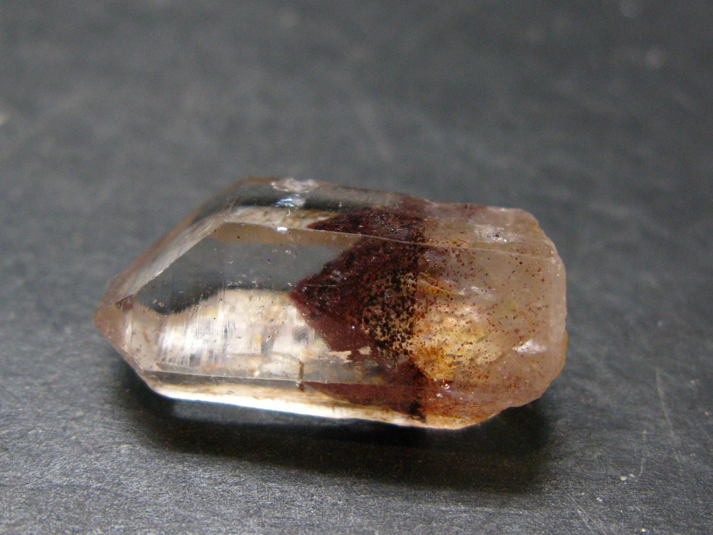 Phantom Hematite in Quartz Crystal From India - 1.0" - 6.62 Grams