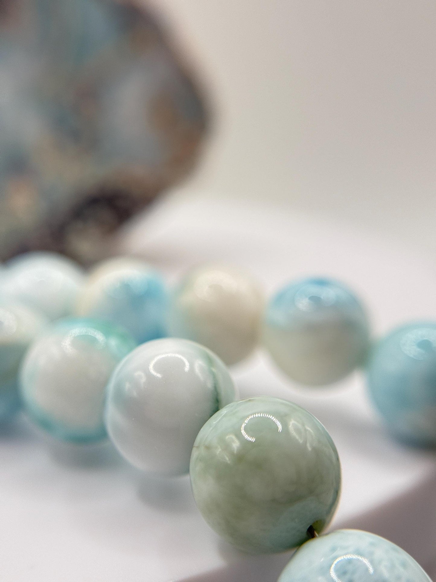 Larimar Jewelry Beaded Necklace Natural Blue Stone Necklace Unique Gift