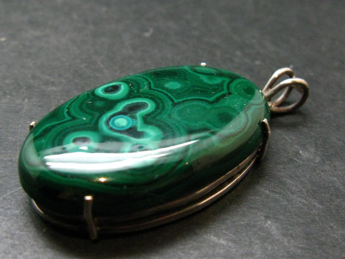 Queen of Green!! Genuine Vivid Vibrant Green Malachite Sterling Silver Pendant - 2.3" - 30.0 Grams