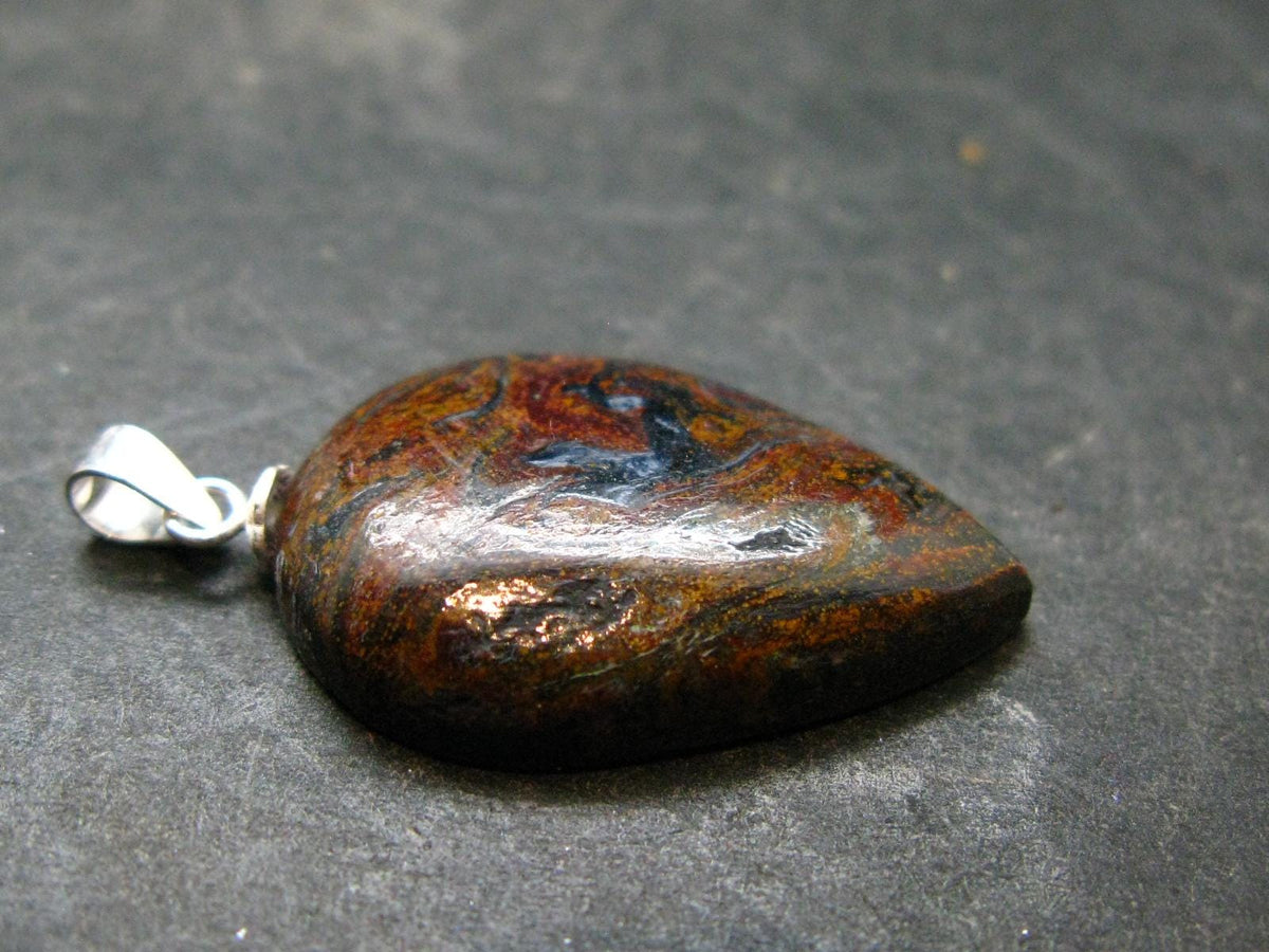 The Tempest Stone!! Natural Pietersite Polished Cabochon Silver Pendant from Namibia - 1.3" - 3.36 Grams