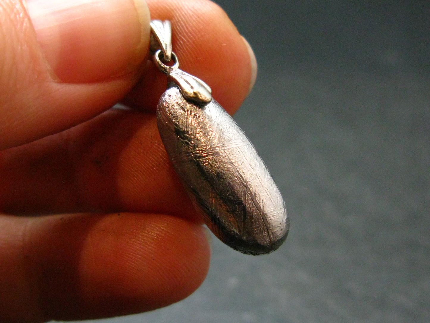 Muonionalusta Meteorite Silver Pendant from Sweden - 1.2" - 6.38 Grams