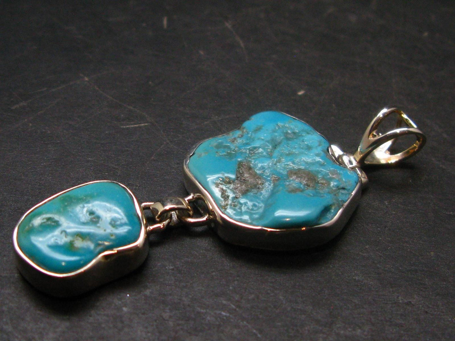 Turquoise Silver Pendant - 2.3" - 10.09 Grams