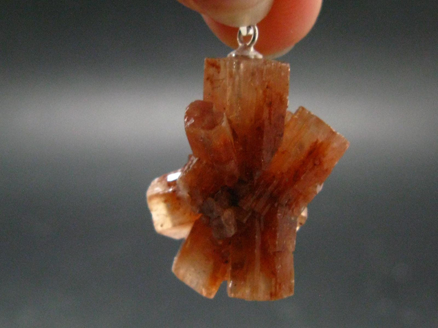 Terminated Aragonite Crystal Silver Pendant from Morocco - 1.4" - 8.69 Grams