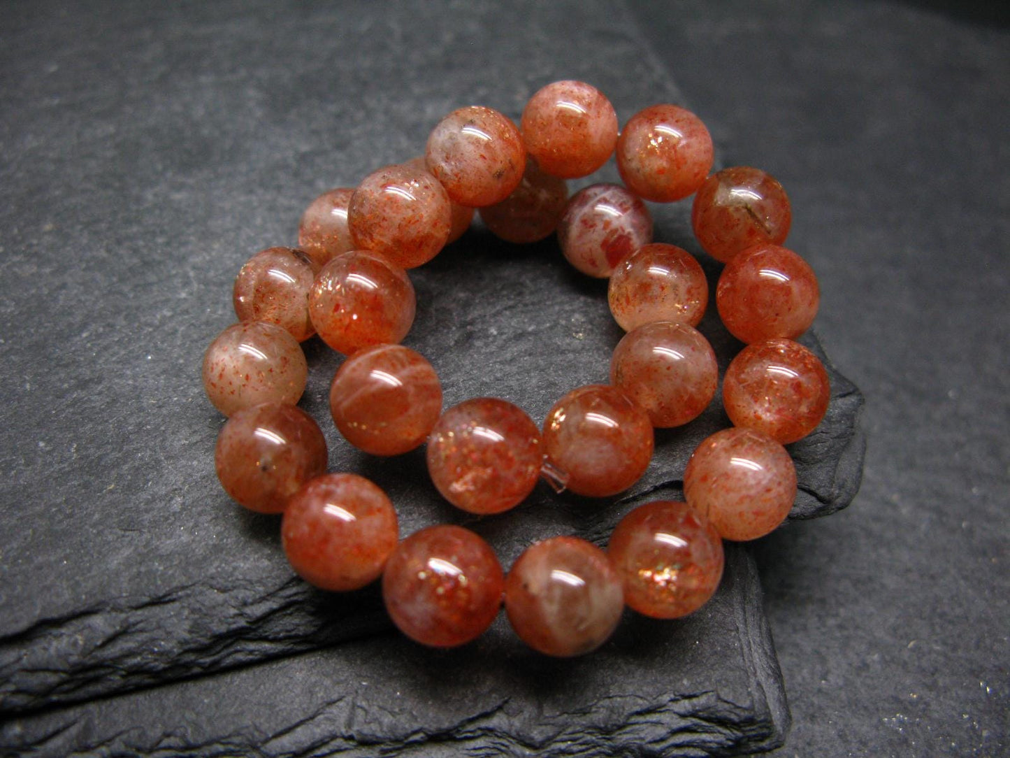 Sunstone Genuine Bracelet ~ 7 Inches ~ 8mm Round Beads