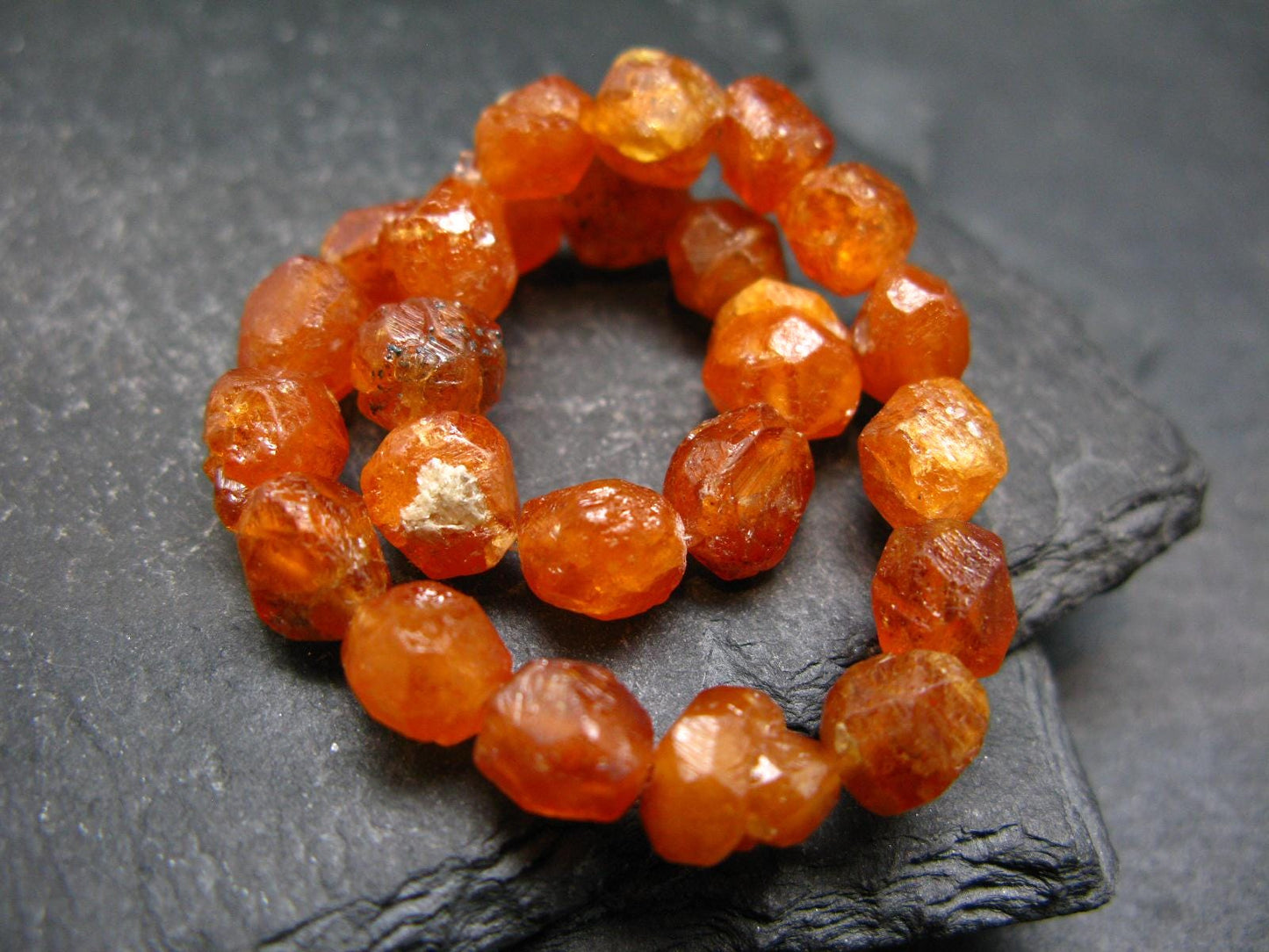 Garnet Spessartine Genuine Bracelet ~ 7 Inches ~ 10mm Crystal Beads