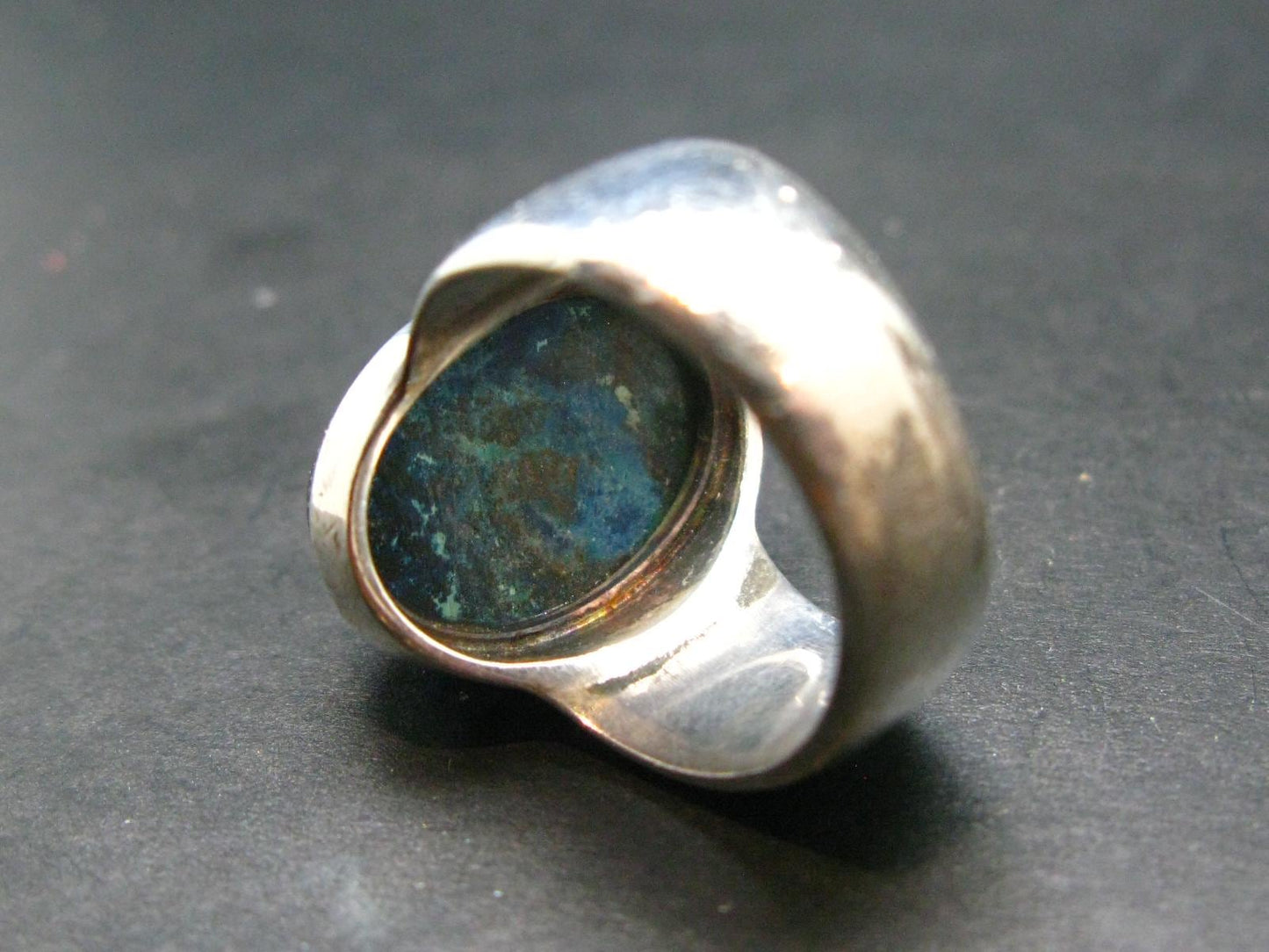 Quantum Quattro Shattuckite Malachite Dioptase Chrysocola Ring in SS From Namibia - Size 7.75 - 11.03 Grams