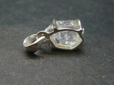 Fine Natural Herkimer Diamond Silver Pendant From New York - 0.8" - 2.48 Grams