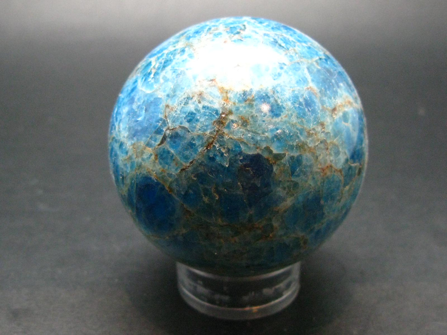 Large neon blue Apatite sphere from Madagascar- 364.5 GRAMS - 2.3"