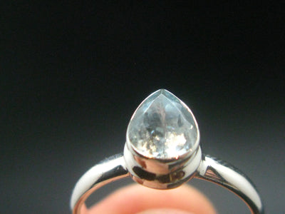 Cute Delicate Genuine Facetted Aquamarine Gem Sterling Silver Ring - Size 8 - 2.81 Grams