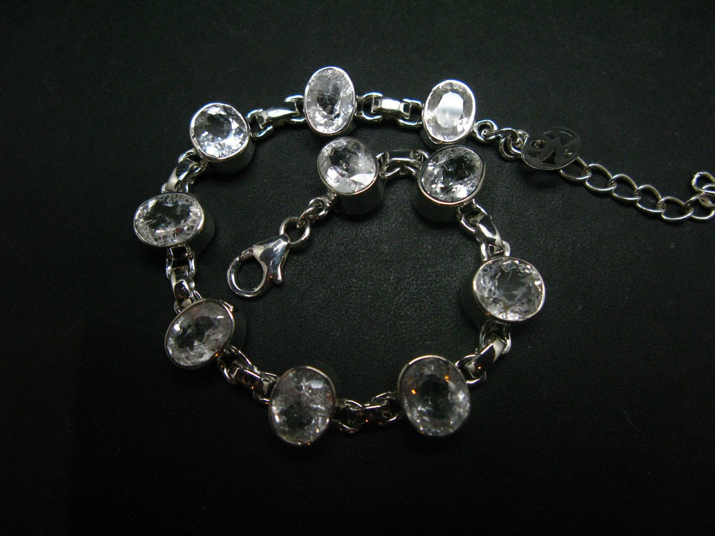 Phenakite Phenacite Cut Gem Silver Bracelet From Nigeria - 7" - 17.3 Grams