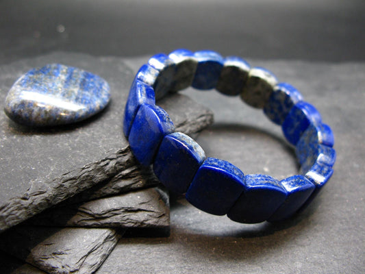 Lapis Lazuli Lazurite Genuine Bracelet ~ 7 Inches ~ 15mm Oval Beads