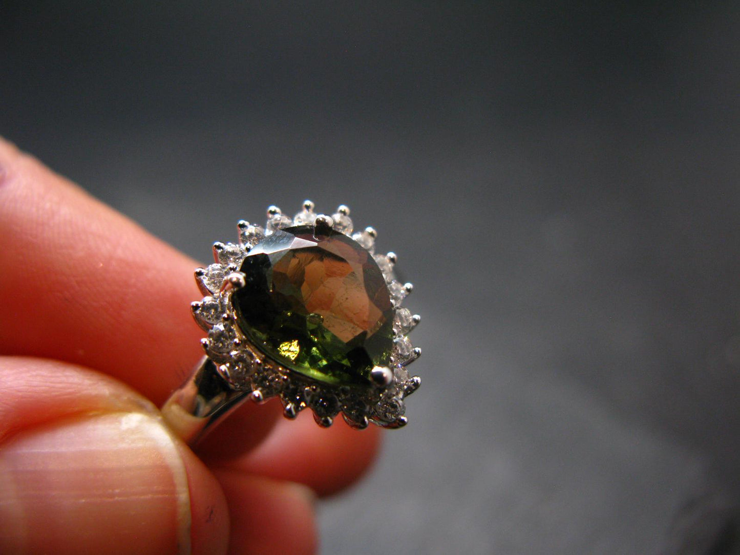 Moldavite Sterling Silver Ring From Czech Republic - Size 7.5 - 3.55 Grams