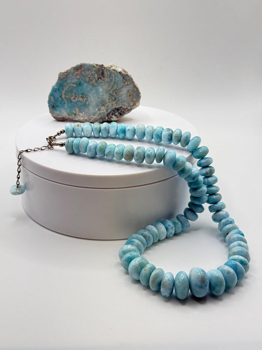 Larimar Bead Necklace Natural Blue Stone Necklace Ocean Inspired Jewelry Gift