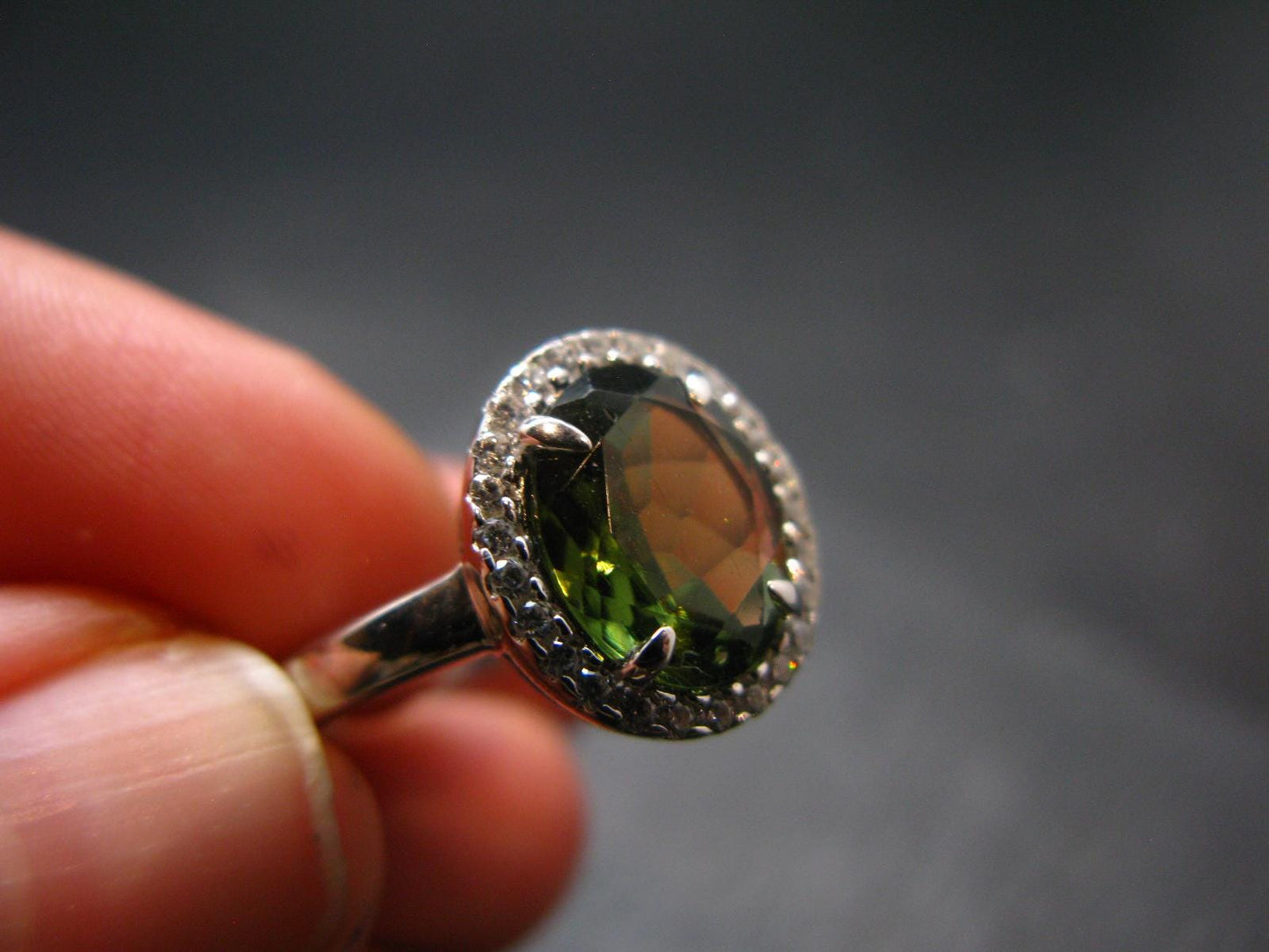 Moldavite Sterling Silver Ring From Czech Republic - Size 7.5 - 3.41 Grams