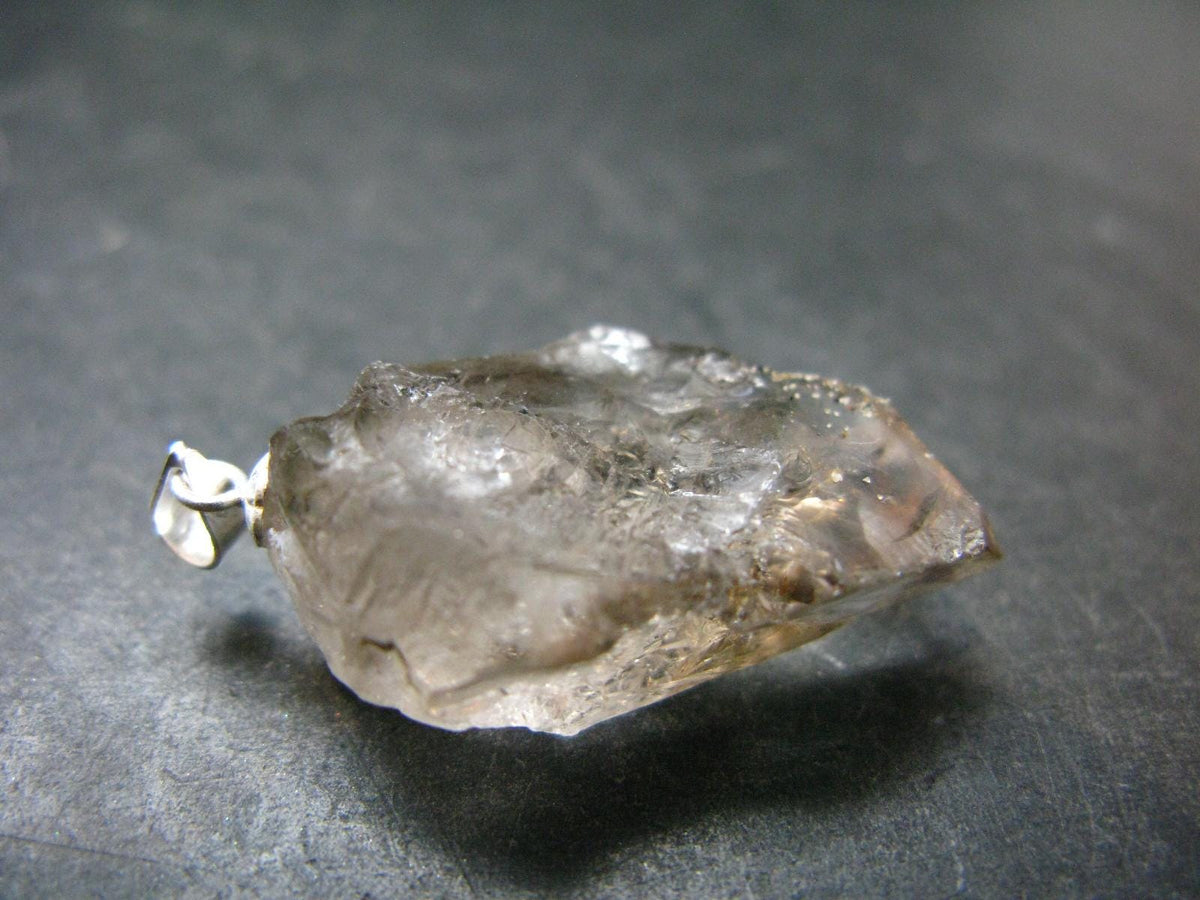 Large DT Elestial Quartz Crystal Silver Pendant From Brazil - 1.4" - 5.79 Grams