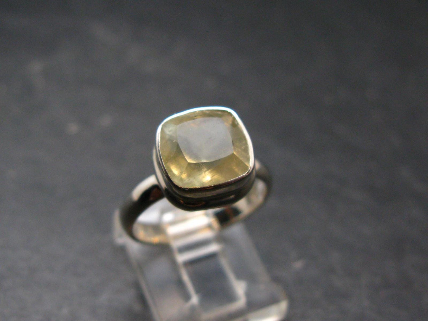 Libyan Desert Glass Tektite Sterling Silver Ring from Libya - Size 6 - 3.66 Grams