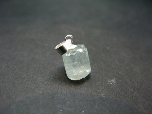 Fantastic Gemmy Aquamarine Crystal Silver Pendant From Brazil - 0.6" - 1.12 Grams