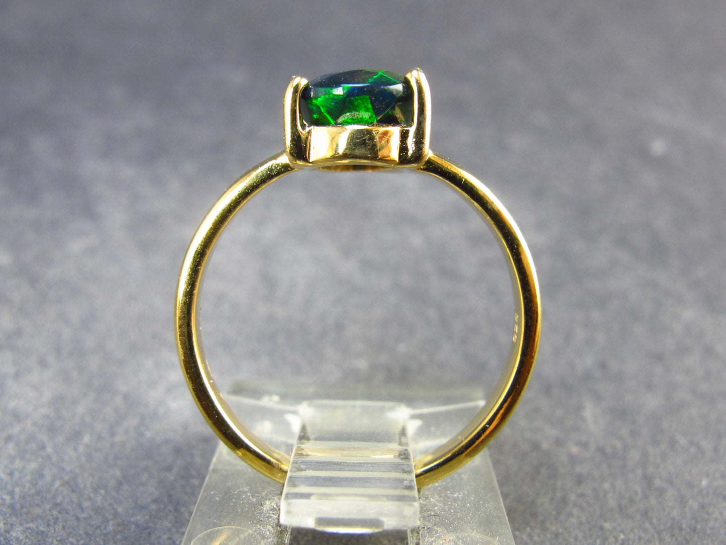 Rare Black Opal Gold Plated Silver Ring from Australia - Size 6 - 1.97 Grams