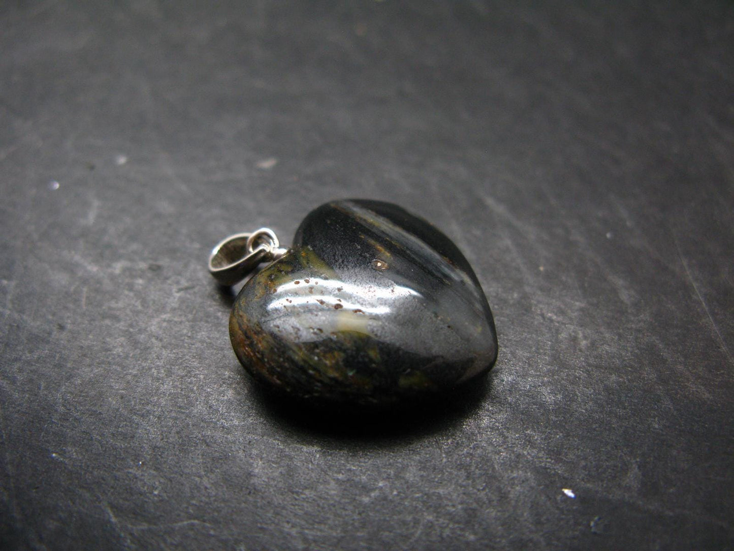 Rare ISUA Stone Silver Heart Pendant From Greenland - 1.0" - 4.37 Grams