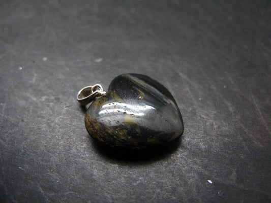 Rare ISUA Stone Silver Heart Pendant From Greenland - 1.0" - 4.37 Grams