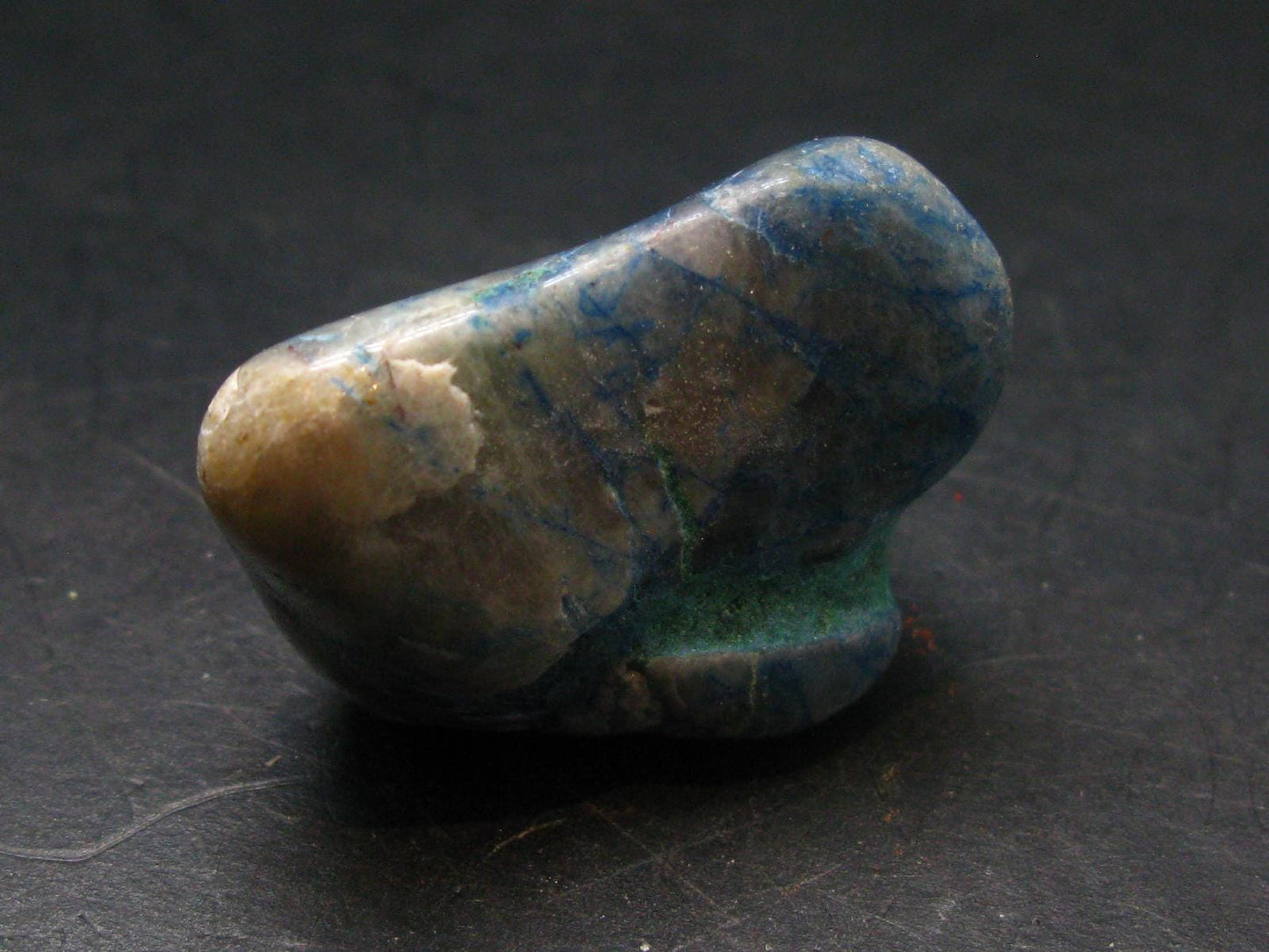 Quantum Quattro Tumbled Malachite Dioptase Shattuckite Chrysocola Stone - 1.4" - 24.74 Grams