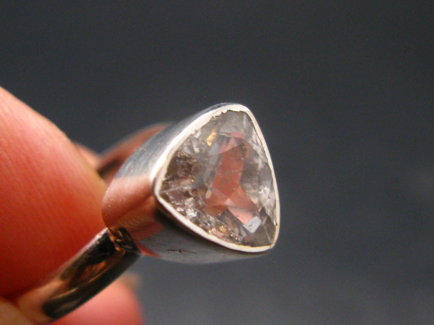 Phenakite Phenacite Crystal Facetted Silver 1.51 Carats Ring From Russia - Size 6 - 2.40 Grams