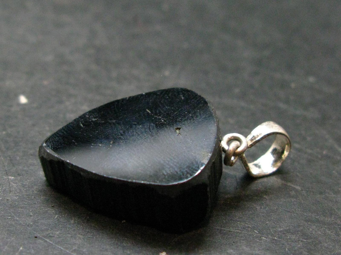 Black Tourmaline Schorl Silver Pendant From Brazil - 1.4" - 7.44 Grams