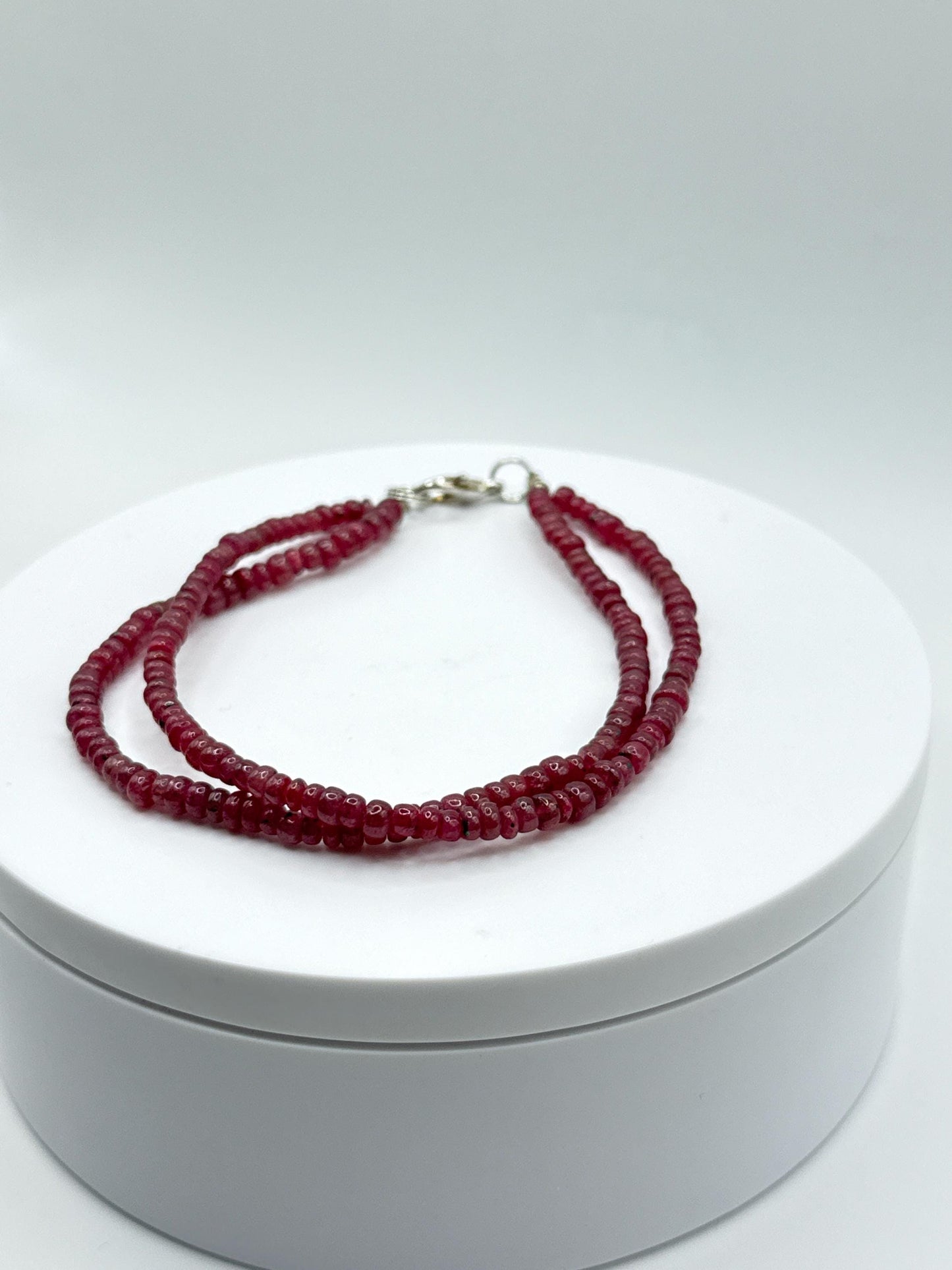 Ruby Beaded Bracelet | Natural Ruby Gemstone | Sterling Silver Clasp | July Birthstone Jewelry