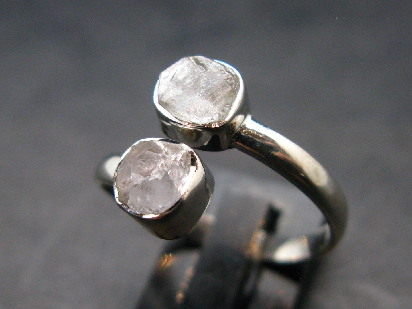 Gray Herderite Silver Ring from Africa - Size 9 - 2.43 Grams