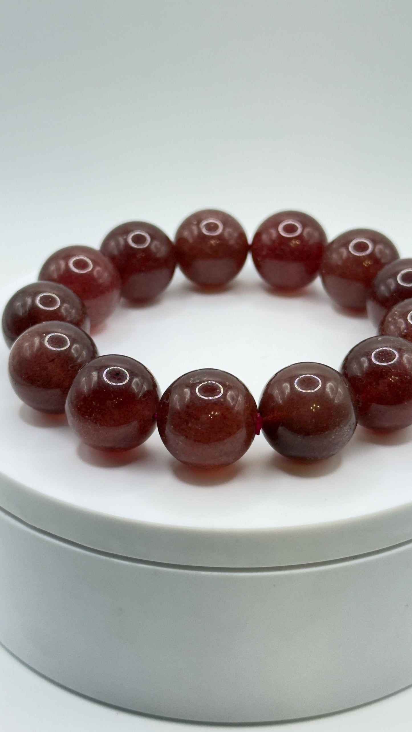 Strawberry Quartz Bracelet – Natural Red Sparkling Gemstone Elegant Jewelry - Weight 97.31 g