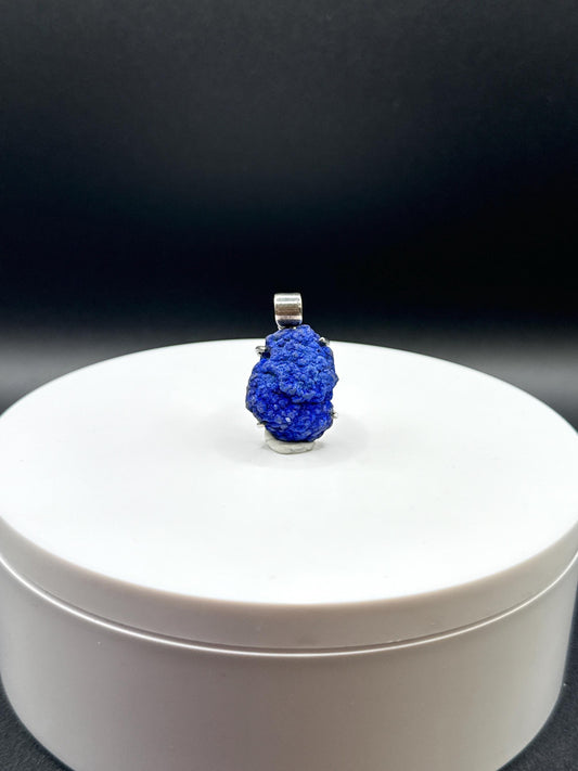 Raw Azurite Silver Pendant | Deep Blue Crystal Necklace | Natural Stone Jewelry