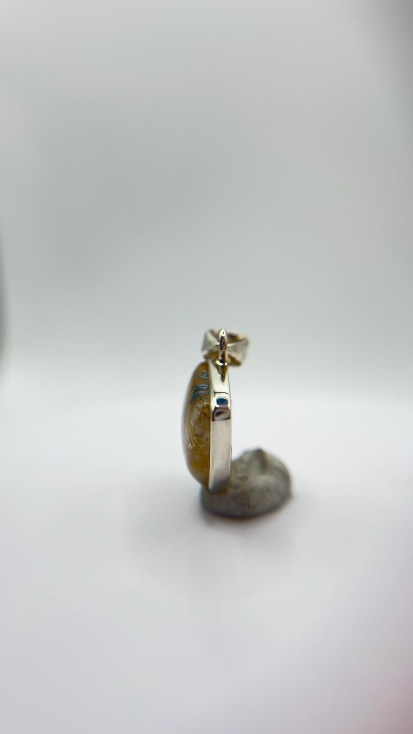 Golden Needle Crystal Pendant in Sterling Silver – Natural Rutilated Gemstone