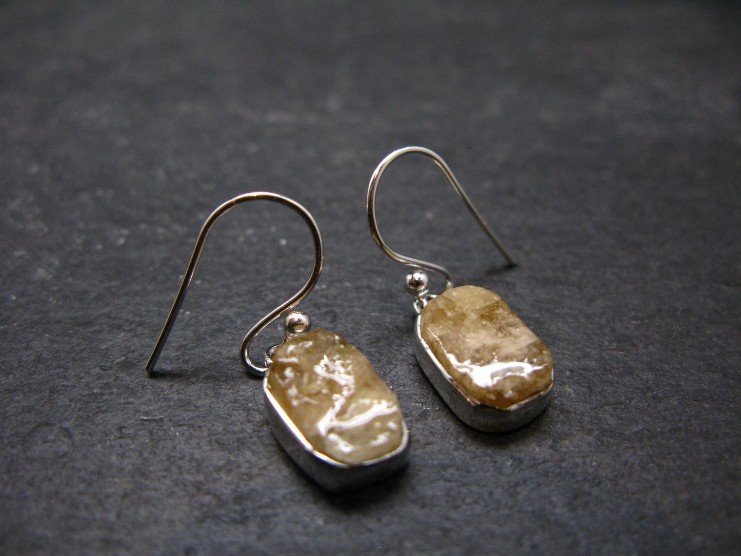 Rare Agni Gold Danburite Silver Earrings From Tanzania - 3.0 Grams - 1.1"