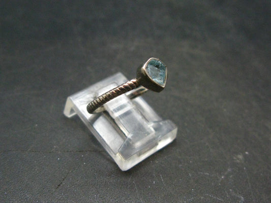 Cute Delicate Genuine Raw Aquamarine Gem Sterling Silver Ring - Size 6.25