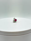 Ruby Flower Pendant | Sterling Silver, Cubic Zirconia, July Birthstone