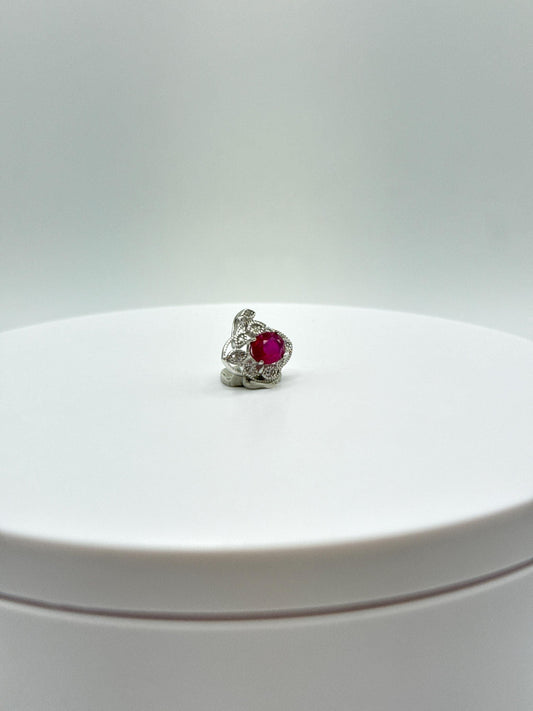 Ruby Flower Pendant | Sterling Silver, Cubic Zirconia, July Birthstone