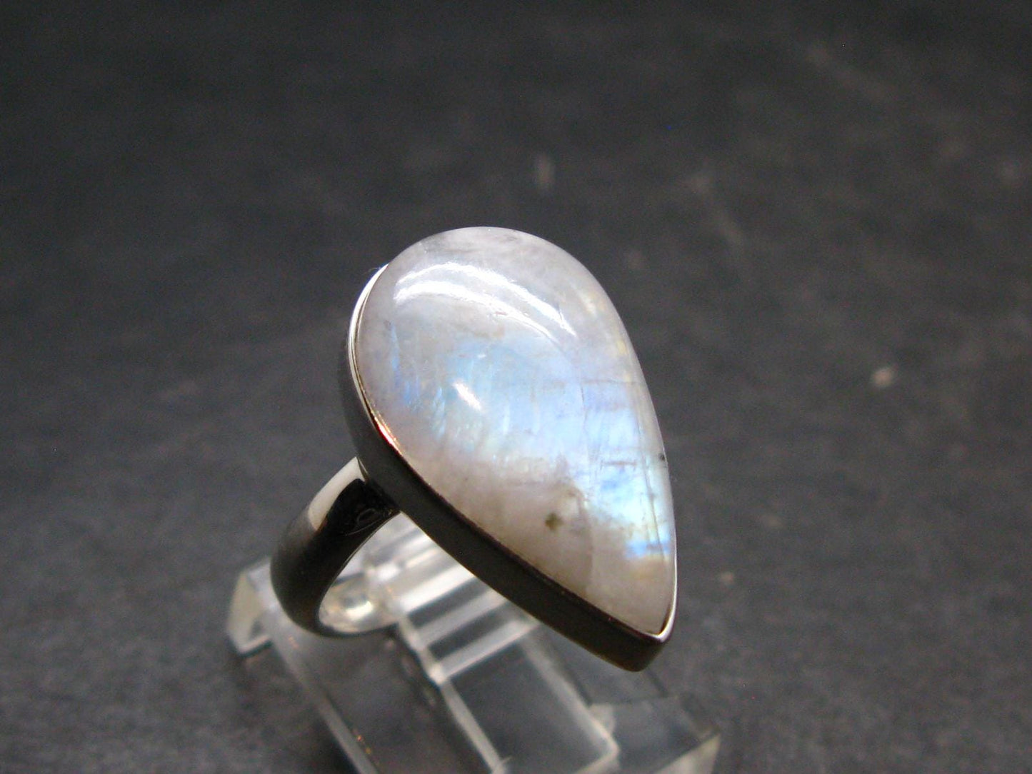 Natural Glow From Inside Moonstone Silver Plated Ring - 4.68 Grams - Size 7