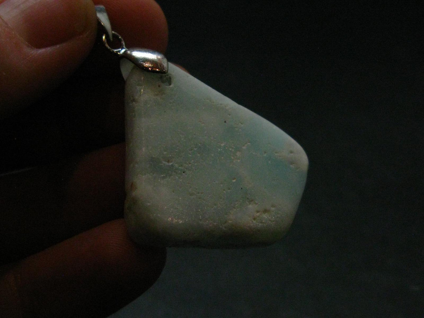 Blue Hemimorphite Silver Pendant From China - 1.9"