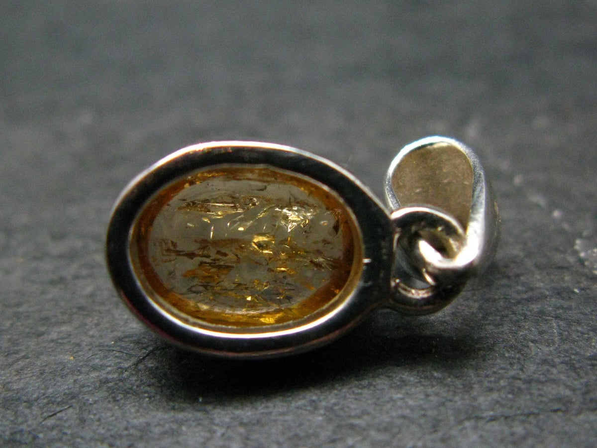 Imperial Topaz Crystal Silver Pendant from Brazil - 0.8" - 2.15 Grams