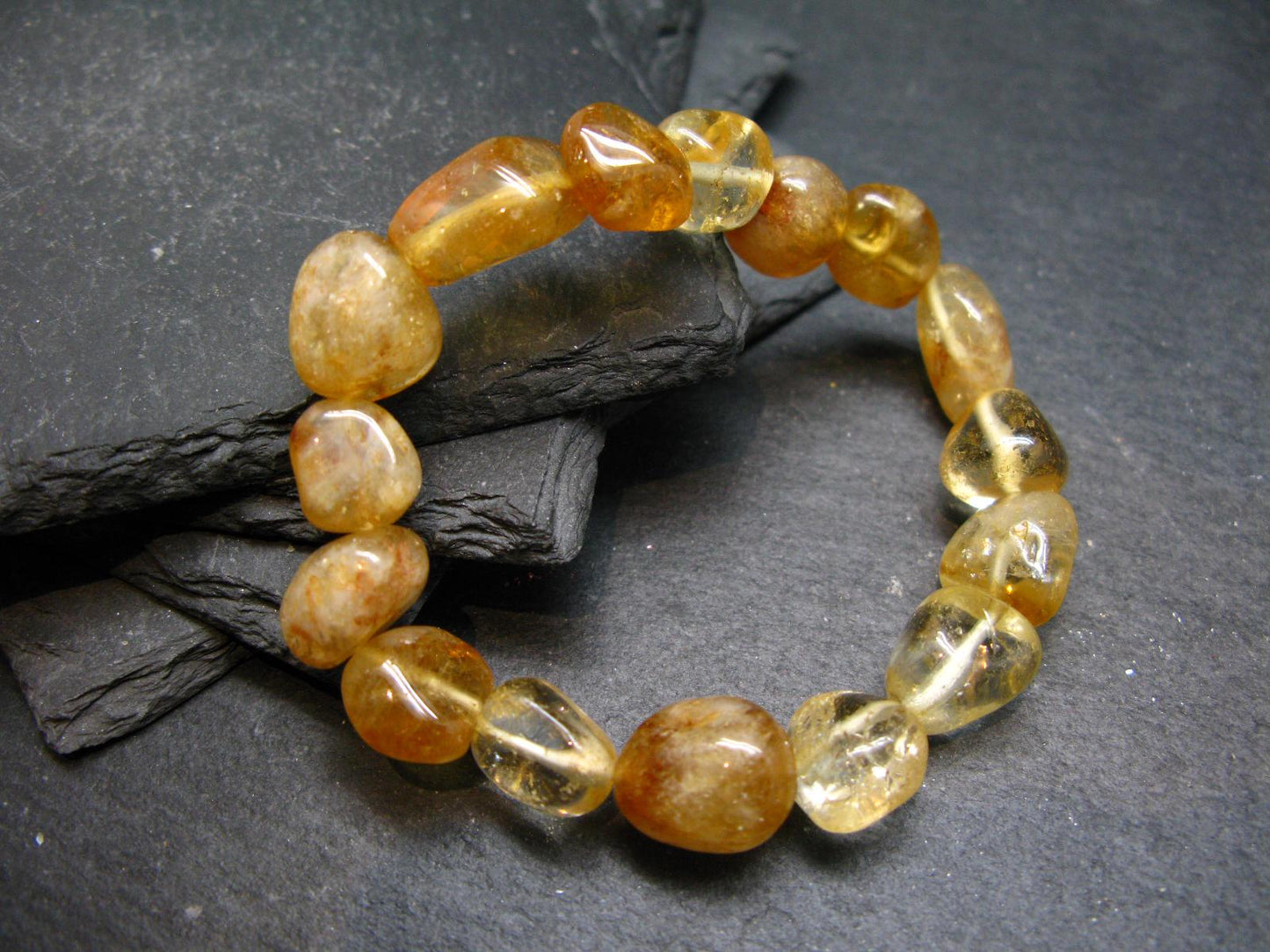Citrine Genuine Bracelet ~ 7 Inches ~ 12mm Tumbled Beads