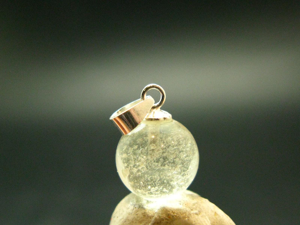 Gem Libyan Desert Glass Tektite Pendant Sterling Silver from Libya - 0.7" - 1.32 Grams