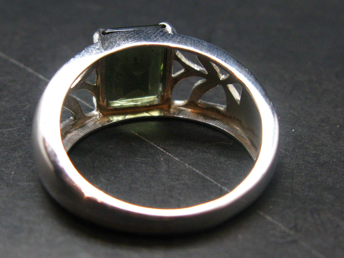 Moldavite Tektite Silver Ring from Czech Republic - Size 11.75 - 7.09 Grams