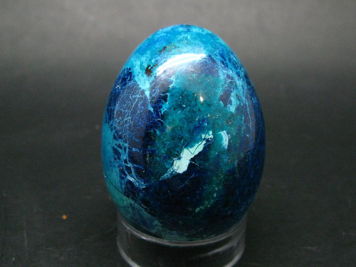 Very Rare Shattuckite Chrysocola & Dioptase Egg From Congo - 111.84 Grams