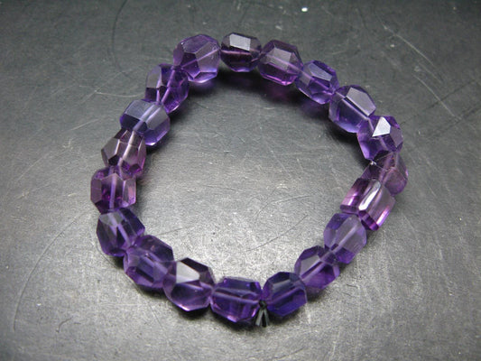 AAA Grade Amethyst Gem Genuine Bracelet ~ 7 Inches ~ 12mm Facetted Beads