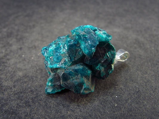 Emerald Copper!! Very Sharp Intense Emerald Green Dioptase Crystal Silver Pendant from Congo - 6.74 Grams - 1.0"